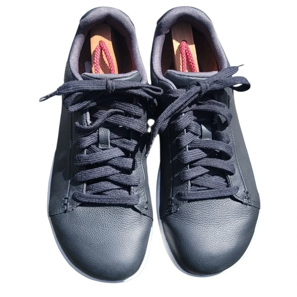 Lems Kourt Black Top Leather Barefoot Sneakers Mens 8.5 Womens 10 LEMS310